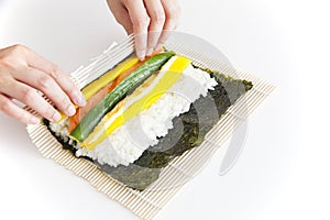 Preparing Korean Sushi