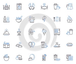 Preparing line icons collection. Planning, Organization, Ready, Alert, Provision, Arrange, Equip vector and linear