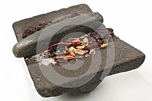 Preparing Mole on a Metate photo