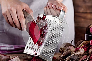 Preparing organic dinner with beetroots