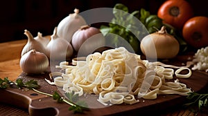 Preparing Pasta With Sliced Onions