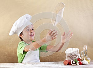 Preparing the pizza dough photo