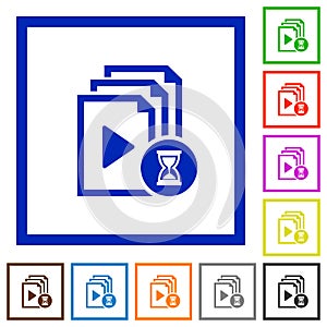 Preparing playlist flat framed icons