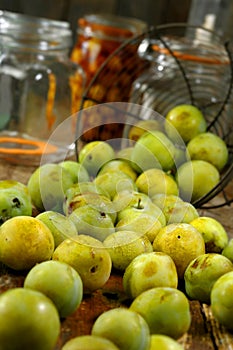 Preparing preserved plums