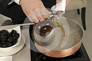 Preparing prunes flamb