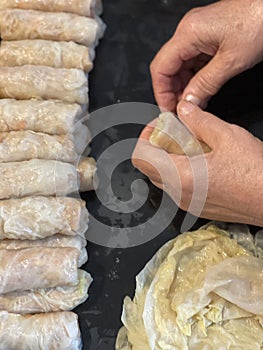 Preparing Sarmale, Romanian Cabbage Rolls