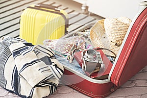 Preparing summer luggage at home