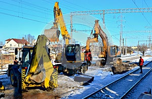 Preparing the surface of the earth for laying railways.