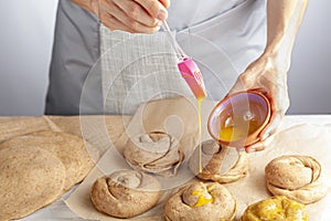 Preparing sweet Turkish pastry rolls