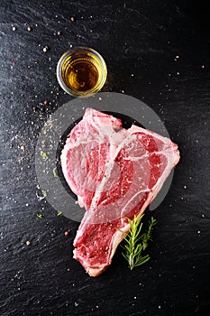 Preparing a t-bone steak for grilling