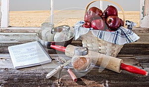 Preparing to make an apple pie.