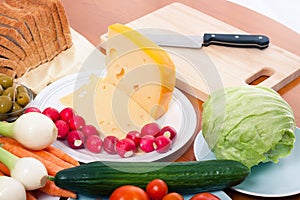 Preparing vegetable and cheese