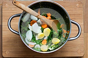 Preparing of vegetable soup