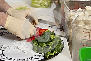 Preparing a veggie platter