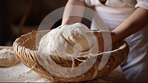 Preparing wheat sourdough dough through fermentation in a basket