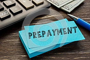 PREPAYMENT sign on the page photo