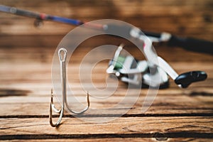 Preperation hook, tackle, pole and fishing equipment for a angling activity