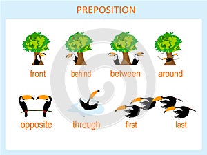 Preposition of motion for preschool, worksheet stock vector illustratio