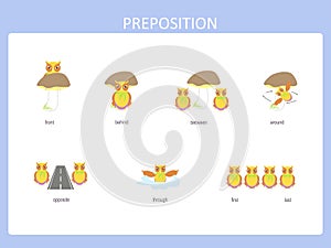 Preposition of motion for preschool, worksheet