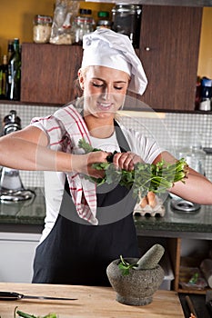 Prepping the herbs