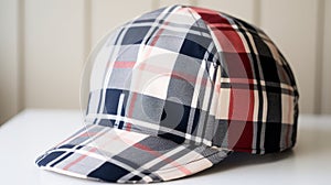 Preppy Plaid Hat Pattern On White Background