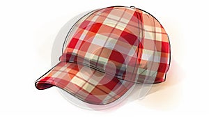 Preppy Plaid Hat Pattern On White Background