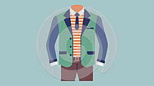 A preppy and polished look including a thrifted tweed blazer a striped Oxford shirt and slimfit trousers.. Vector photo