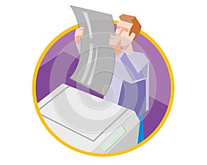 Prepress at work, computer-to-plate or CTP, design and print service vector icon illustration photo