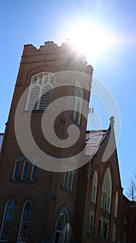 Presbyterian Church With Sun Flare.