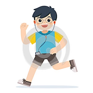 Preschool boy running fast. A cute Boy running on white background. Boy running.