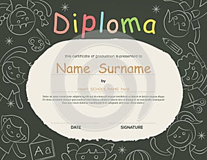 Preschool Elementary school Kids Diploma certificate background