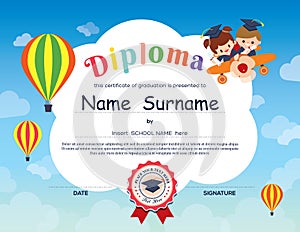 Preschool Elementary school Kids Diploma certificate background