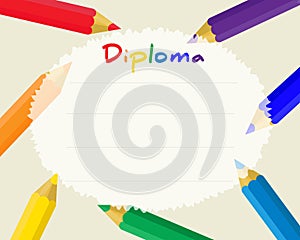 Preschool Elementary school. Kids Diploma certificate background