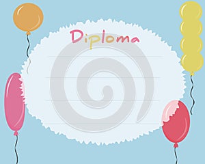 Preschool Elementary school. Kids Diploma certificate background