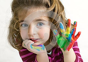 Preschool girl waving hello goodbye