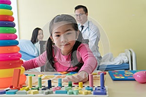 Preschool girls doing activities for children