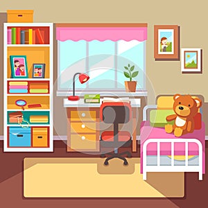 Preschool or school student girls room interior