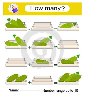 Preschool worksheet activity. Developing numeracy skills. Vector illustration