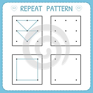 Preschool worksheet for practicing motor skills. Repeat pattern. Working page for children. Kindergarten educational game for kids