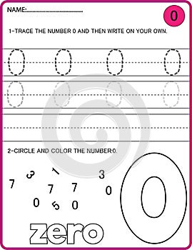 Preschool worksheet trace numbers. Basic writing and learning practices
