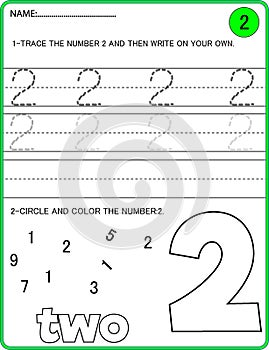 Preschool worksheet trace numbers. Basic writing and learning practices