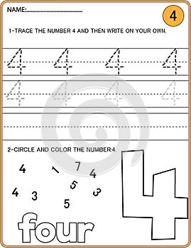 Preschool worksheet trace numbers. Basic writing and learning practices