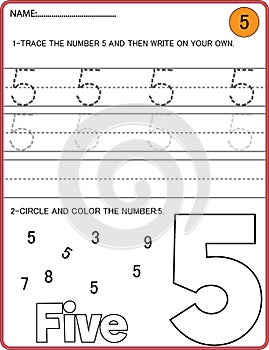 Preschool worksheet trace numbers. Basic writing and learning practices