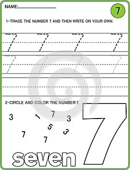 Preschool worksheet trace numbers. Basic writing and learning practices