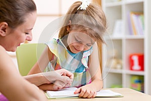 Preschooler Child Reading with Mother In Nursery