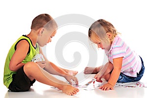 Preschoolers Playing Cards