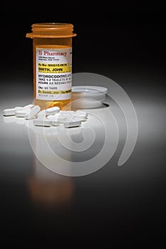 Prescription Bottle Hydrocodone Pills with Non Proprietary Label