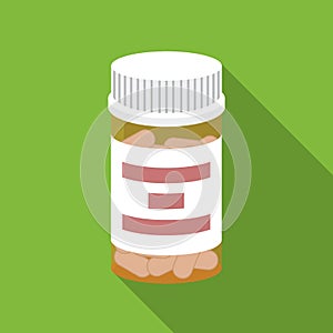 Prescription bottle icon in flat style isolated on white background. Drugs symbol stock vector illustration.