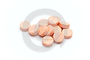 Prescription drugs,medicine of tablets or pills with orange color.