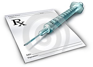 Prescription drugs with a syringe